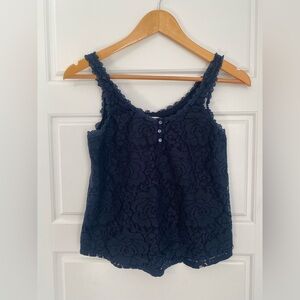 Abercrombie & Fitch Dark Blue Floral Lace Camisole Cropped Size Small